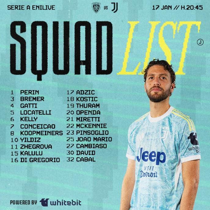 乐鱼登录入口-尤文客战卡利亚里大名单：洛卡特利领衔，米利克继续伤缺